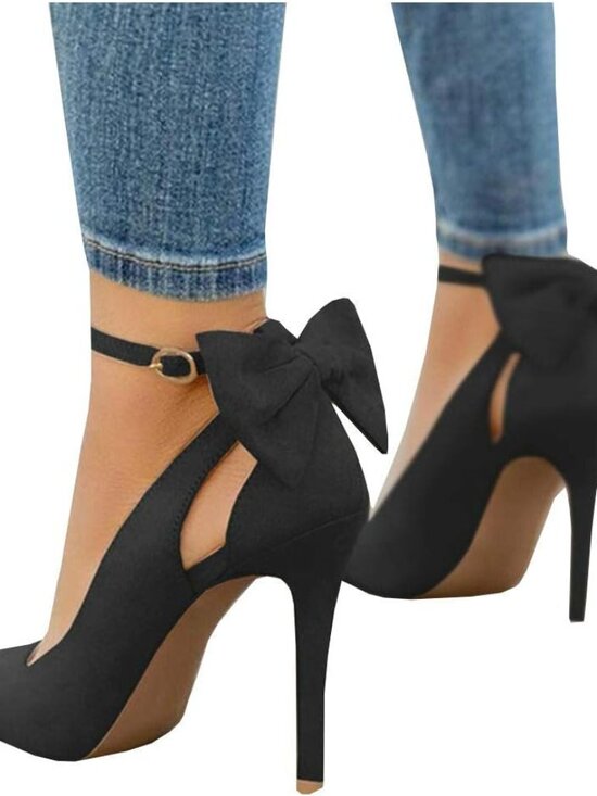Shoes - Women's Pointed Toe High Heels Ankle Strap D'Orsay Pumps Shoes Bow Wedding Bowti